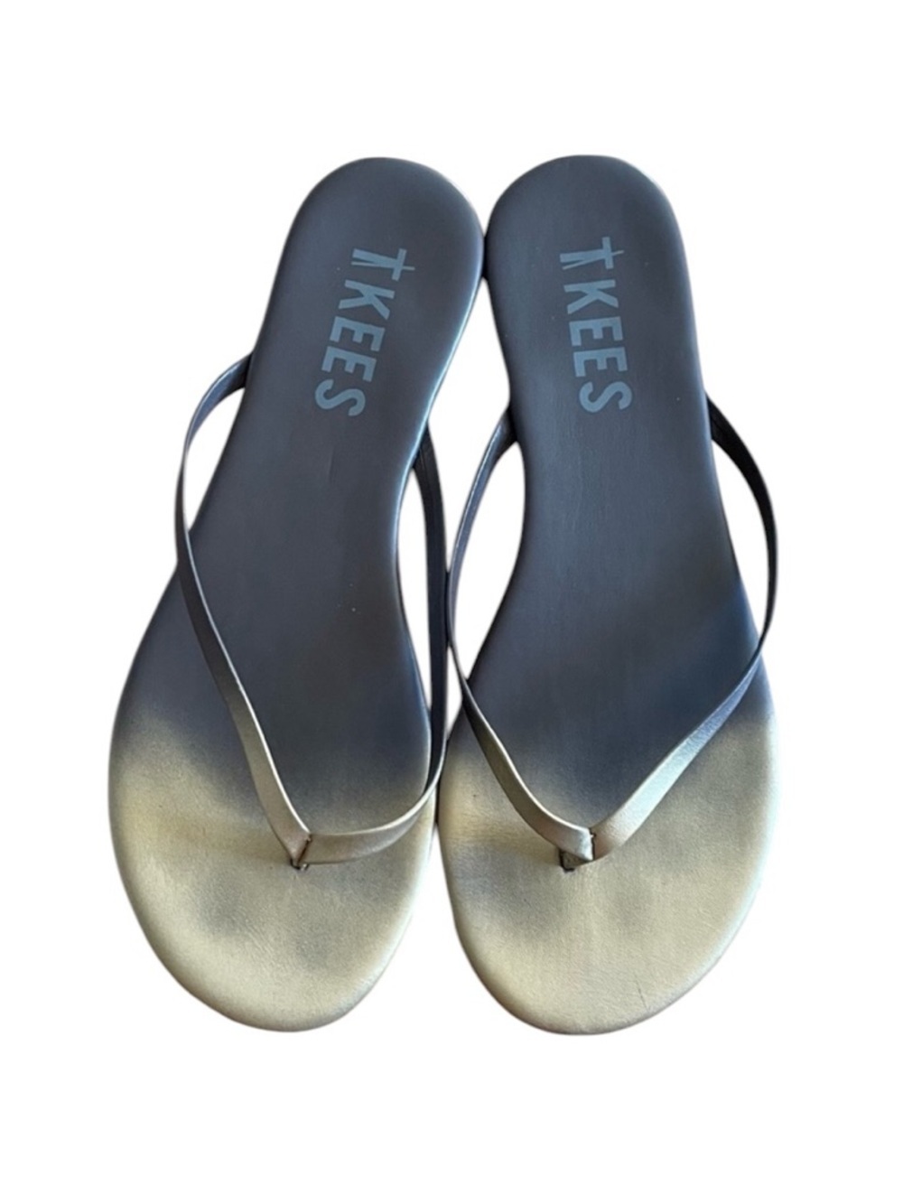 TKEES Women's Brown Gold Ombre Thong Flip Flop Sandals Size 8